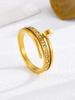 Anillo de acero de titanio con diamantes de uñas personalizado de moda de venta caliente transfronteriza para mujer, diseño geométrico popular que combina con todo, anillo de dedo de comida