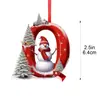 Muñeco de nieve navideño transfronterizo, nuevos adornos de decoración navideña plana acrílica de 26 letras 2D, decoraciones colgantes para coche