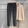 Pantalones de Lana Estilo Coreano para Hombre Primavera y Otoño Rectos Cortos Slim-fit de Gama Alta Adelgazantes Pantalones Casuales de Negocios para Hombre