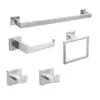 Juego de 5 Piezas de Accesorios de Baño Modernos Minimalistas de Acero Inoxidable 304 Negro Mate, Juego de Accesorios de Baño con Instalación en Agujero