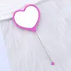 Espejo de Mano con Forma de Corazón para Maquillaje, Espejo de Tocador Portátil de una Cara con Cuentas Creativas DIY, Espejo de Maquillaje de Plástico con Forma de Corazón en Stock