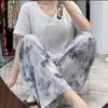 Pantalones de Pijama de Algodón Finos de Verano para Mujer con Estampado de Dibujos Animados, Pantalones de Pierna Ancha para Mujeres Embarazadas, Tallas Grandes, Adecuados para Usar Afuera, Pantalones Largos de Algodón, Exportación