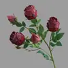 Flores Artificiais Atacado Rosas de 5 Cabeças com Borda Queimada Decoração de Casamento Decoração de Casa Adereços de Fotografia Rosas Retrô Atacado