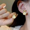 Pendientes de conejo con piedra de ojo de gato estilo retro coreano para mujer, diseño de nicho, ligeros, de lujo, combinables con todo, pendientes dulces avanzados