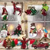 Decoración Navideña de Madera de Nuevo Producto Transfronteriza Copo de Nieve a Cuadros Enano Muñeco de Nieve Decoración con Logo Colgante Hecho a Mano