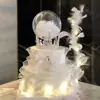Día de San Valentín Diosa Decoración para Hornear Pasteles Corona de Celebridad de Internet Adornos de Bola de Cristal de Mousse Falda Hermosa de Gasa de Encaje