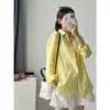 Camisa Feminina de Linho 14 Cores Estilo Old Money Primavera e Outono Básica Cor Sólida Manga Longa Jaqueta Protetora Solar de Verão Top