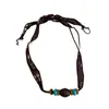 Bufanda de Seda Minimalista Estampado Paisley, Collar de Piedra Ojo de Tigre Flor Gota de Agua para Mujer, Cadena para Clavícula de Moda Versátil de Lujo Ligero