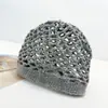 Gorro de Punto con Patrón Hueco Estilo Coreano para Mujer Moda Otoño e Invierno Versátil Sombrero de Lana con Atmósfera Ganchillo Hecho a Mano Gorro para el Frío