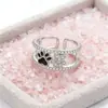 Anillo con Huella de Patita de Perro Cruzada Nueva Promesa Infinita Moda Europea Americana Exquisito Corazón Incrustado de Diamantes Anillo para Dedo Índice con Patita de Gato