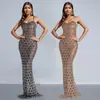 C7160 Moda Europeia e Americana Transfronteiriça Aliexpress Amazon Feminino Sexy Sem Alças Strass Slim-Fit Bodycon Vestido
