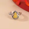 Yuebao Joyería Ámbar Plata de Ley S925 Patrón de Pergamino Calabaza Estilo Chino Vintage Anillo de Gama Alta de Nicho Venta al por Mayor