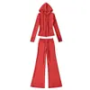 Sudadera de yoga fina y ajustada estilo americano con cremallera, pantalones de cintura alta, que levantan los glúteos, ligeramente acampanados, pantalones casuales y conjunto deportivo