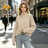 Ropa de mujer transfronteriza 2026 suéter liso de cuello semi-alto para mujer, top de punto de otoño e invierno, camiseta básica, estilo nuevo