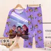 2026 Ropa de dormir infantil del sudeste asiático Conjunto shaggy de manga larga y pantalón largo para niños Ropa de casa de dibujos animados para niñas Demon Slayer