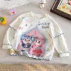 Camiseta de manga larga para niños, imitación de dos piezas, top de algodón puro con estampado de dibujos animados, camiseta básica para bebé de niña de primavera y otoño, moda de otoño