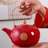 Set de Ceremonia de Té para Celebración de Boda, Suministros de Compromiso Estilo Chino, Bandeja Roja de Dote Nupcial, Tetera, Caja de Regalo para Juego de Té