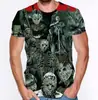 Camiseta Estampada 3D Redonda Padrão Jason Voorhees, Assassino de Filme de Terror, Masculina e Feminina, Manga Curta t