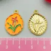 Colgante Antiguo de Esmalte Dorado con Goteo de Aceite Colgante de Flor de Tulipán Rosa Lirio Accesorios de Joyería para Pulsera Collar DIY