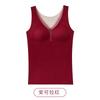 Nuevo Chaleco Térmico de Lana y Seda con Cuello en V de Malla para Otoño e Invierno, Top Básico de Doble Cara Cepillado para Mujer con Almohadilla en el Pecho Transfronterizo
