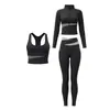 Chamarra de yoga de dos tonos con cuello alto y cierre para mujer, corte ajustado, manga larga, secado rápido, adecuada para fitness, correr y deportes