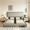 Cama de casal macia segmentada moderna minimalista com iluminação ambiente por sensor, luxo leve, cama de casamento grande de madeira maciça para quarto principal