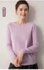Nuevo Suéter de Punto para Mujer Otoño/Invierno de Primera Línea, Cuello Redondo, 100% Cachemira, Color Liso, Manga Larga, Capa Base