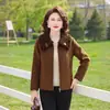 Moda Outono para Mãe de Meia-idade Casaco de Lã Estiloso para Mulheres Roupas para Mulheres de Meia-idade e Idosas Gola Reversível Roupa para Primavera e Outono Top Curto de Lã