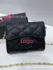 Nuevo Producto Bolsa Acolchada Pequeña Fragante con Múltiples Ranuras para Tarjetas, Portatarjetas, Bolso de Mujer, Piel de Vaca Caviar Bolso de Cadena para Monedas de Gran Capacidad