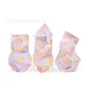 Juego de Mesa Dungeons & Dragons Dados DND RPG Patrón de Vidrio Morado D20 D6 Piedra Preciosa Dados Poliédricos