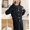 Outono e Inverno Novo Estilo Coreano Moda Casual Colete Suéter Calças de Perna Larga Conjunto de Três Peças Feminino Solto Estilo Preguiçoso Terno Tricotado