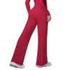 Pantalones de Yoga de Nuevo Estilo con Sensación de Segunda Piel de Secado Rápido de Cintura Alta Levanta Glúteos para Correr al Aire Libre Deportes Pantalones de Pierna Ancha Caídos de Pierna Recta Pantalones de Fitness