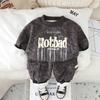 Ropa para Niños Yihao Traje de Otoño e Invierno para Niños 2025 Nuevo Conjunto de Dos Piezas con Letras Ropa de Bebé de Moda con Forro Polar