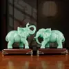Estilo chinês seguro auspicioso Elefantes de safira ornamentos um par para escritório sala de estar armário de vinho decoração de casa presentes de inauguração