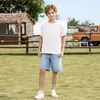 Camiseta de Manga Corta con Cuello Redondo de 230g, 20 Count, Peinada Finamente, Compacta Hilada, para DIY, Diseño Personalizado Padre-Hijo con Impresión de Logo