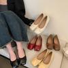 Brisa Suave da Noite Sapatos de Camada Única Sapatos de Fada 2025 Primavera e Outono Novos Bico Quadrado Laço Plano Macio Versátil Sapatos Feijão