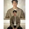 Nuevo Suéter Cardigan Estilo Coreano Sensación de Dinero Viejo Gama Alta para Hombre Holgado de Marca Moderna Tallas Grandes 300 Jin Estilo Perezoso Tejido