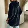 2026 Nuevo Sudadera con Capucha Casual de Moda Transfronteriza Europea y Americana de Terciopelo Holgada con Bolsillo de Color Sólido de Manga Larga para Mujer