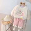 Conjunto de Sudadera y Terciopelo para Niñas Otoño e Invierno Ropa de Invierno para Bebé Estilo Occidental Engrosado Pastel Oso Dos Piezas Baby Boom
