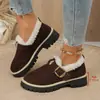 Mocasines de Peluche Retro para Mujer 2026 Otoño Invierno Nuevos Más Vendidos Suela Gruesa Zapatos Peludos Slip-on Cálidos Zapatos de Algodón