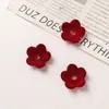 Nuevos pendientes de invierno de resina con flocado de color divertido, flor tridimensional de cinco pétalos, accesorios DIY hechos a mano