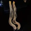 Pendientes de Plata Electrodorado de Oro Real de 18K con Borla de Gota de Agua Estilo Europeo y Americano Minimalista de Moda Pendientes de Moda para Mujer