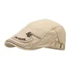 Gorra de Algodón Estilo Coreano para Hombre Primavera y Verano Boina con Bordado de Letras y Logo de Acero para Mujer Boina Retro de Pintor para Jóvenes Literarios