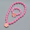 Set de Collares de Perlas para Niñas Accesorios Lindos para Niñas de las Flores Pulsera de Cuentas Anillo Pendientes Joyería al por Mayor