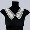 Cuello falso combinable para mujer, cuello para las cuatro estaciones, cuello de camisa con flores, cuello de organza bordado con cuentas de cristal decorativas para comercio electrónico