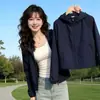 Novo Top com Capuz Versátil para Outono 2026 para Mulheres, Estilo Coreano, Cardigã Solto Elegante, Jaqueta Curta Casual A13670