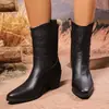 Botas Martin Occidentales Transfronterizas Europeas y Americanas para Mujer Punta Fina Talla Grande Estilo Nuevo Transfronterizo Botas de Mezclilla Versátiles para Mujer Retro Venta al por Mayor Talla Grande
