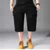 Moda de Verano Pantalones Cortos de Algodón de Pierna Recta Cargo Modernos Sueltos Cómodos Versátiles para Exteriores Pantalones Deportivos de Siete Puntos con Múltiples Bolsillos