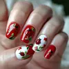 Parche de Manicura Cuadrado Europeo de Longitud Media Rojo Estilo de Exportación Europeo y Americano Parche de Uñas de Moda Más Vendido Extraíble 24
