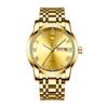 JLANDA Jinfengda Explosiones Correa de Acero Fino Redondo Cuarzo Genuino Doble Calendario Negocios Casual Reloj J6601